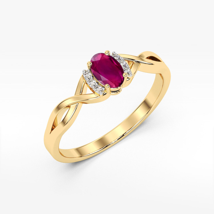 Pierścionek PV-073 Rodolit 0,50ct żółte złoto