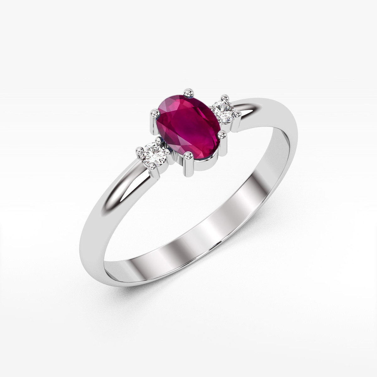 Pierścionek z białego złota z rodolitem - próba 585 0,58CT PV-063.B3.RHR.01