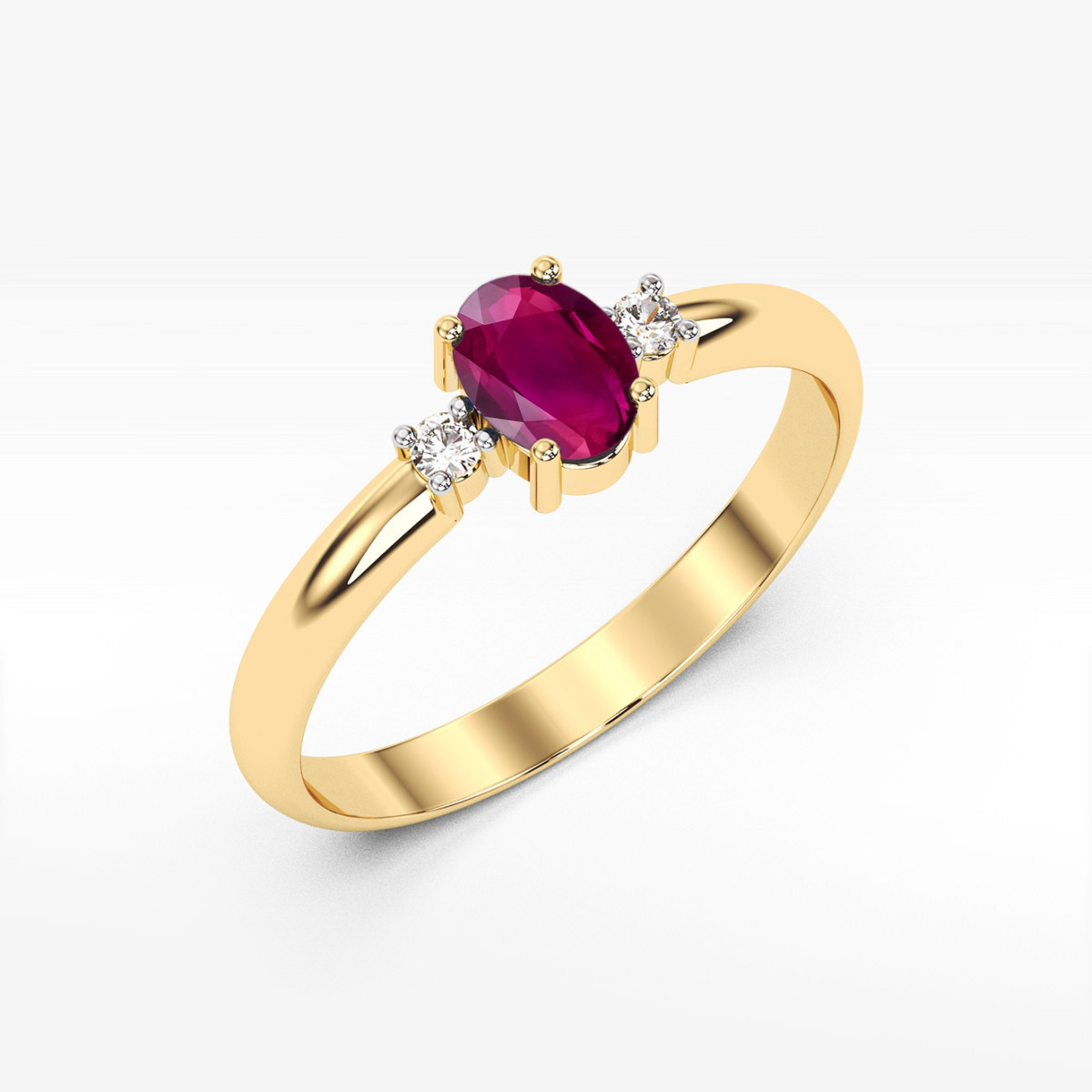 Pierścionek z żółtego złota z rodolitem - próba 585 0,58CT PV-063.Z3.RHR.01