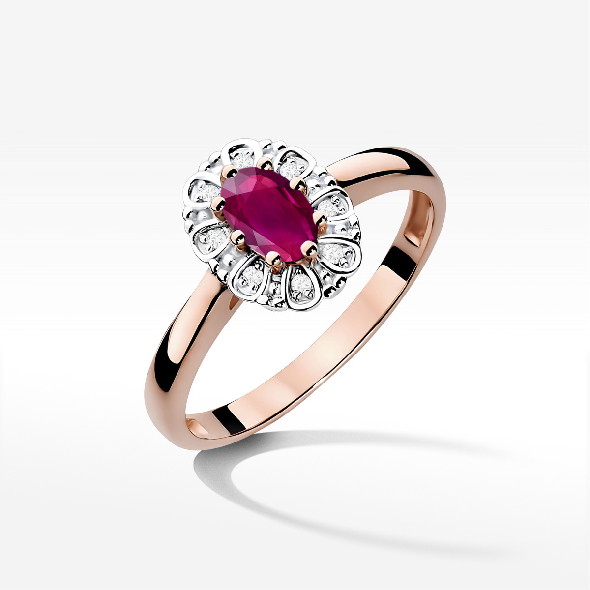 Pierścionek z różowego złota z rodolitem - próba 585 0,569CT PV-163.R3.RHR.01