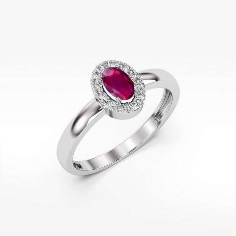 Pierścionek z białego złota z rodolitem - próba 585 0,58CT PV-109.B3.RHR.01