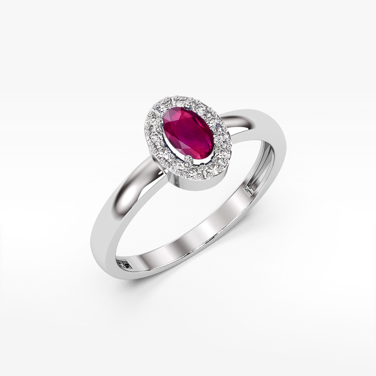 Pierścionek z białego złota z rodolitem - próba 585 0,58CT PV-109.B3.RHR.01