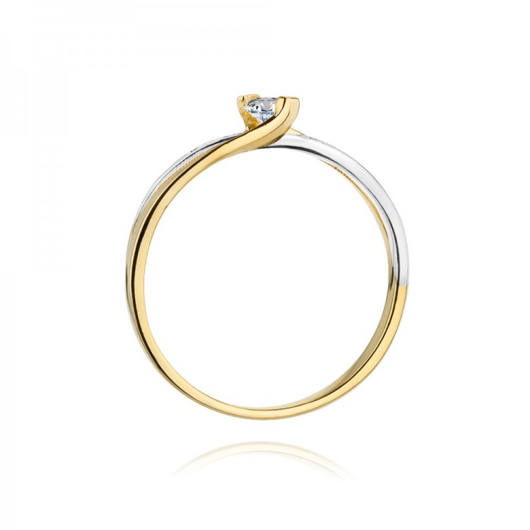 Pierścionek z żółtego złota z diamentami  - próba 585 0,13CT W-415A