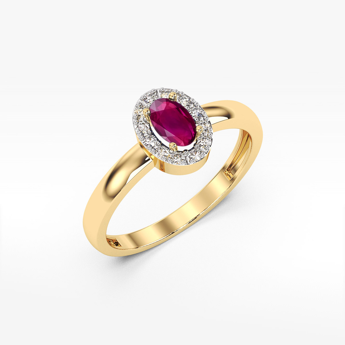 Pierścionek z żółtego złota z rodolitem - próba 585 0,58CT PV-109.Z3.RHR.01