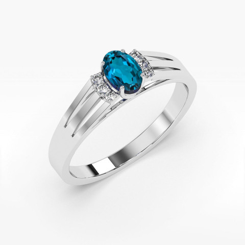 Pierścionek z białego złota z topazem London Blue - próba 585 0,552CT PV-071.B3.TOL.01