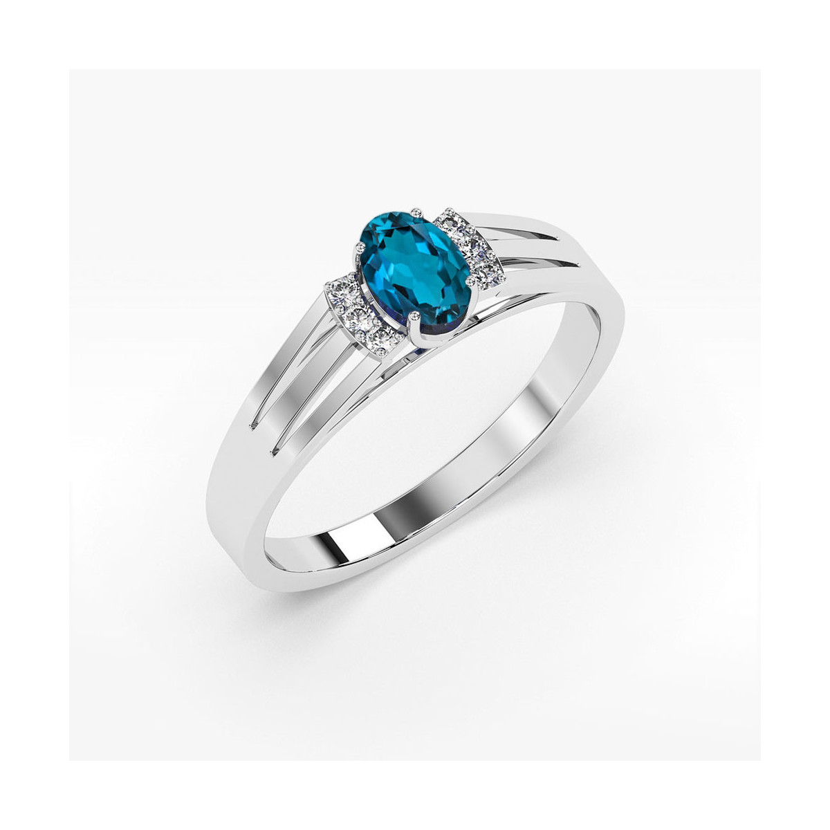 Pierścionek z białego złota z topazem London Blue - próba 585 0,552CT PV-071.B3.TOL.01