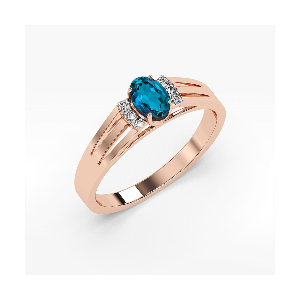 Pierścionek z różowego złota z topazem London Blue - próba 585 0,552CT PV-071.R3.TOL.01