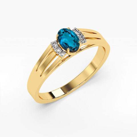 Pierścionek z żółtego złota z topazem London Blue - próba 585 0,552CT PV-071.Z3.TOL.01