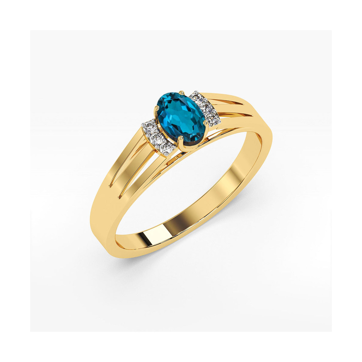 Pierścionek z żółtego złota z topazem London Blue - próba 585 0,552CT PV-071.Z3.TOL.01