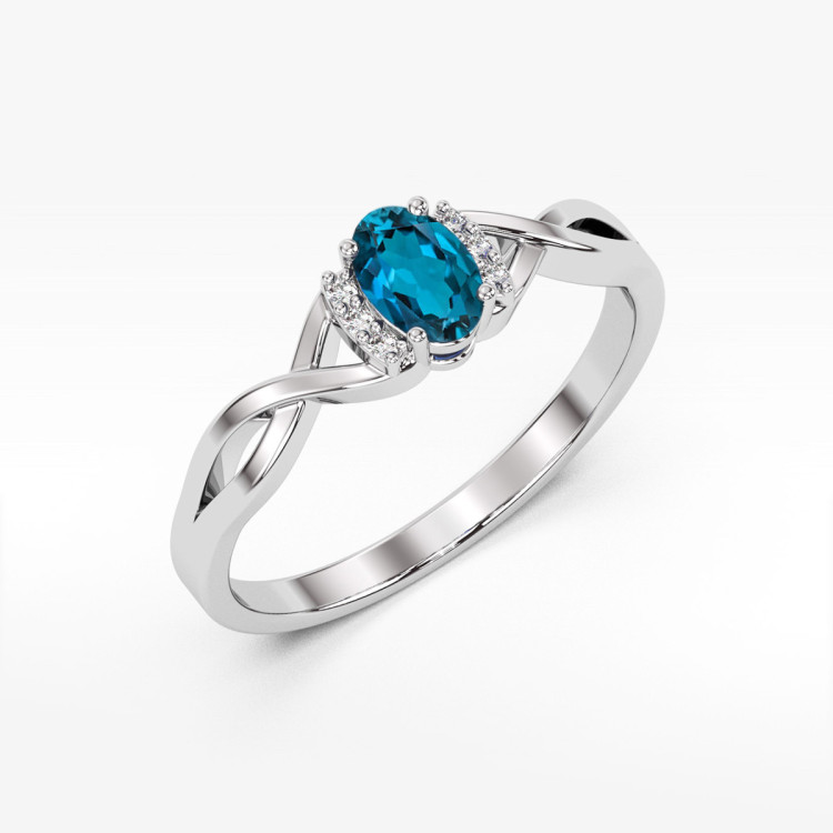 Pierścionek PV-073 Topaz London Blue 0,50ct białe złoto