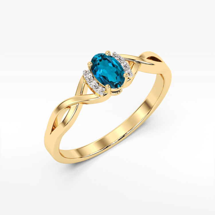 Pierścionek PV-073 Topaz London Blue 0,50ct żółte złoto