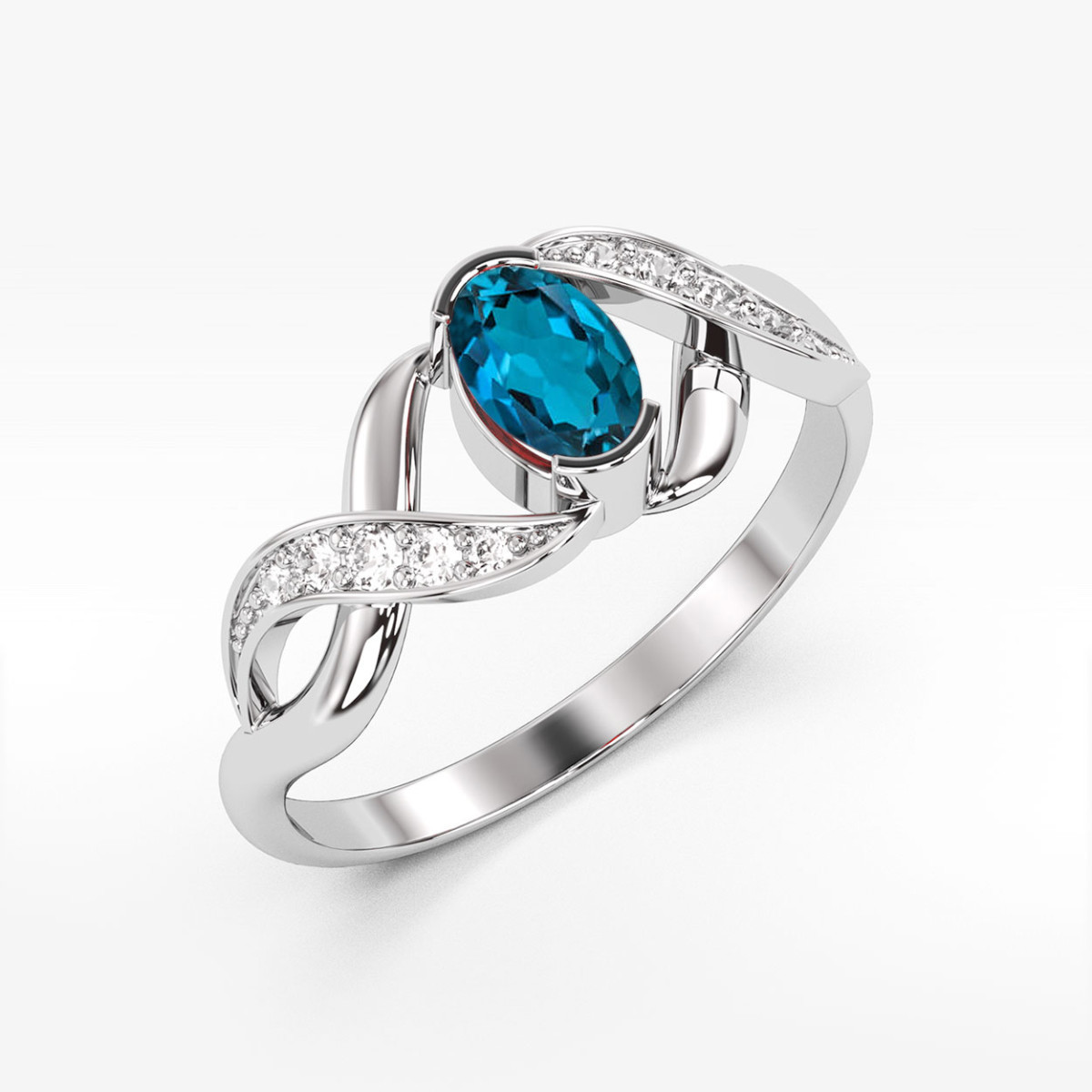 Pierścionek z białego złota z topazem London Blue - próba 585 0,55CT PV-079.B3.TOL.01