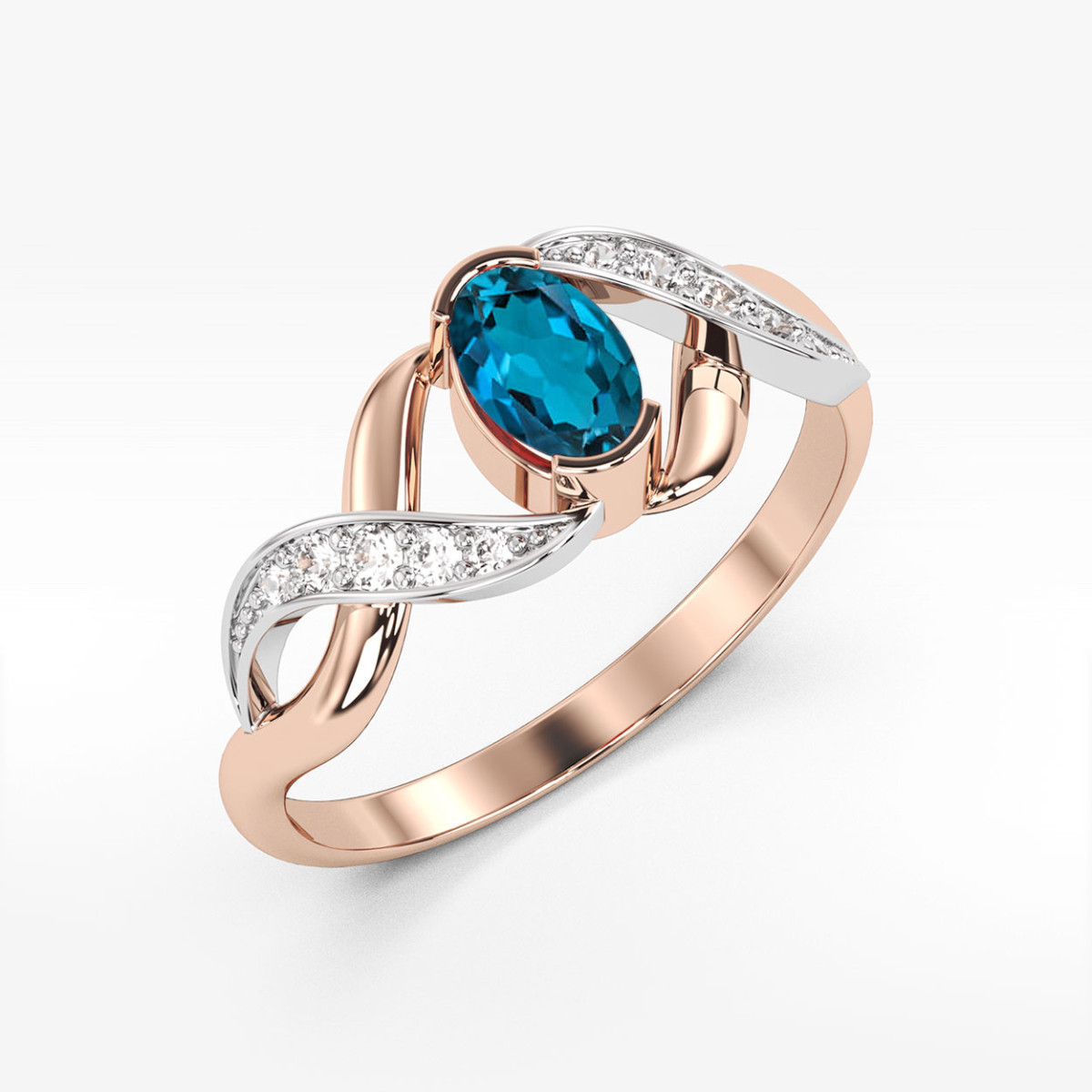Pierścionek z różowego złota z topazem London Blue - próba 585 0,55CT PV-079.R3.TOL.01