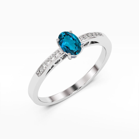 Pierścionek z białego złota z topazem London Blue - próba 585 0,55CT PV-179.B3.TOL.01