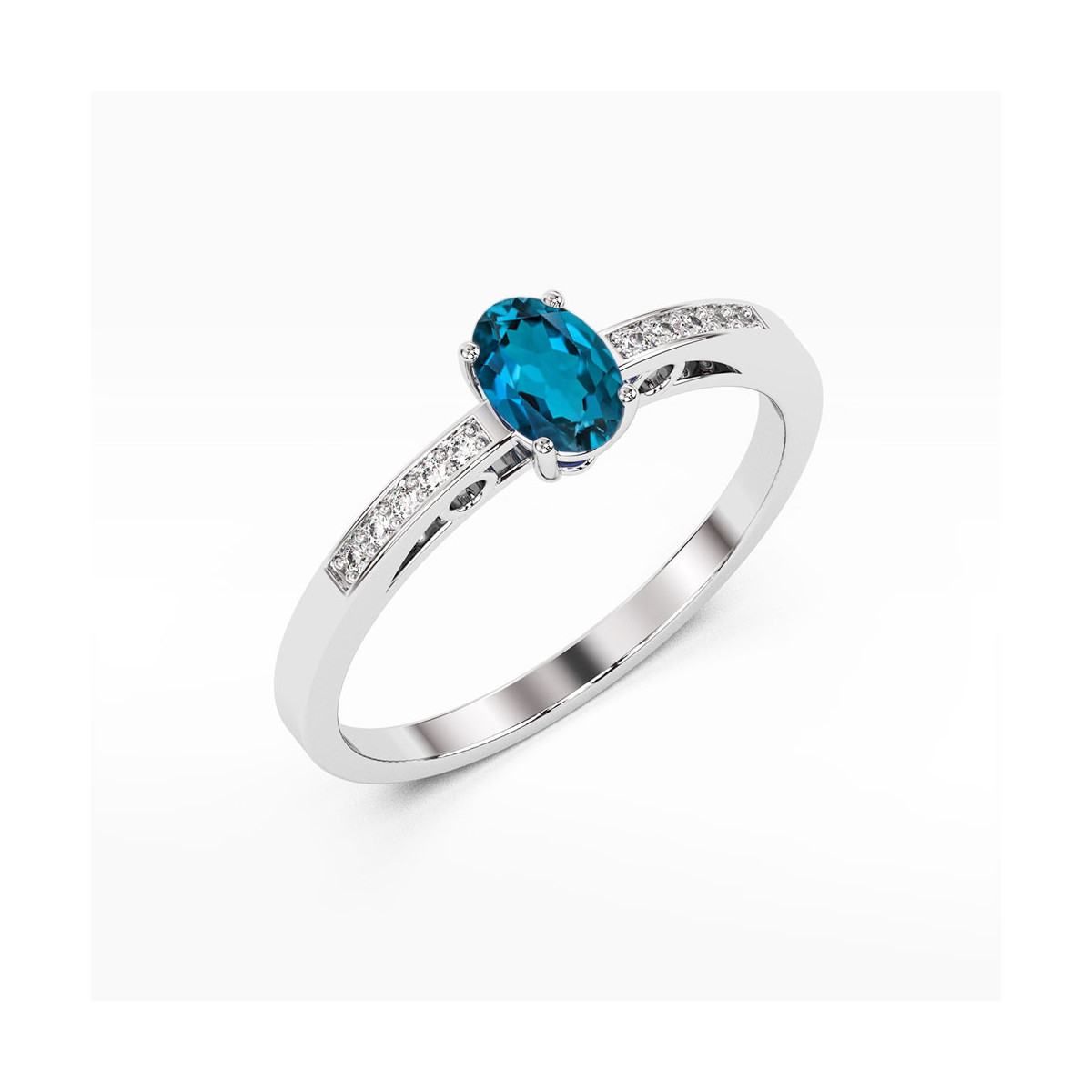 Pierścionek z białego złota z topazem London Blue - próba 585 0,55CT PV-179.B3.TOL.01
