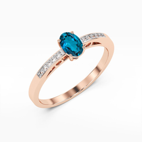 Pierścionek z różowego złota z topazem London Blue - próba 585 0,55CT PV-179.R3.TOL.01