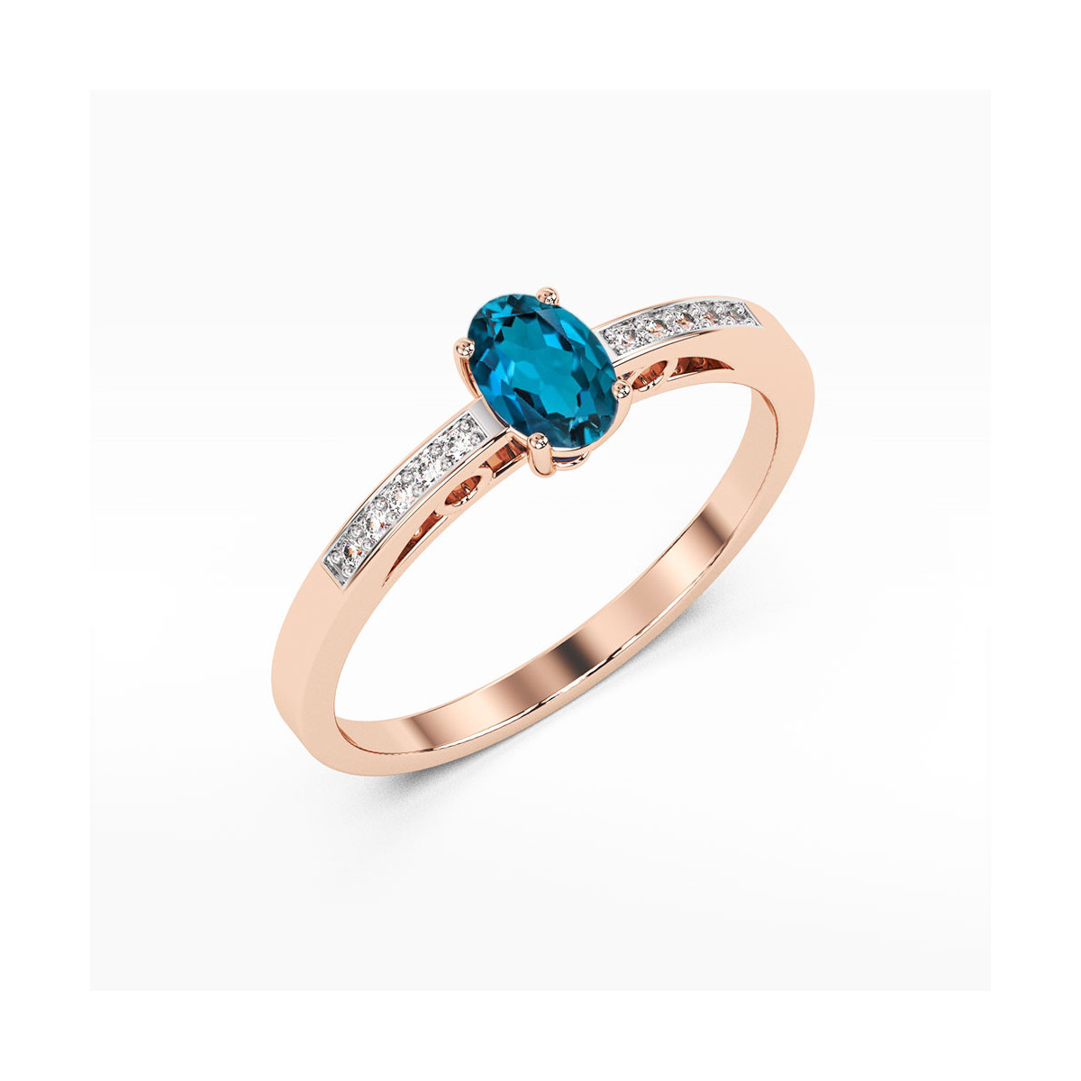 Pierścionek z różowego złota z topazem London Blue - próba 585 0,55CT PV-179.R3.TOL.01