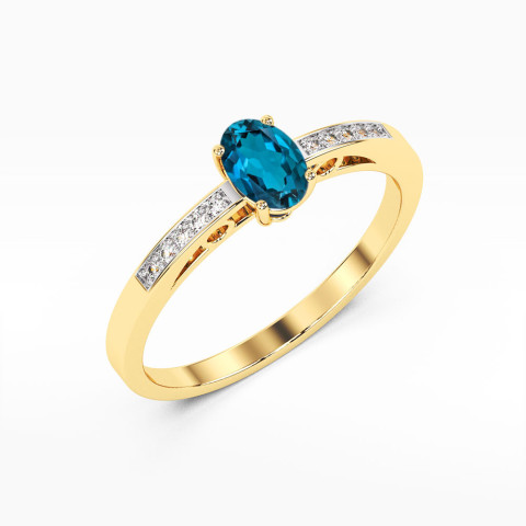 Pierścionek z żółtego złota z topazem London Blue - próba 585 0,55CT PV-179.Z3.TOL.01
