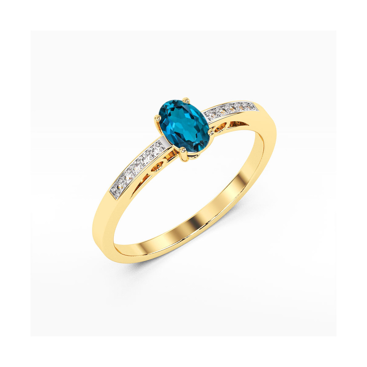Pierścionek z żółtego złota z topazem London Blue - próba 585 0,55CT PV-179.Z3.TOL.01