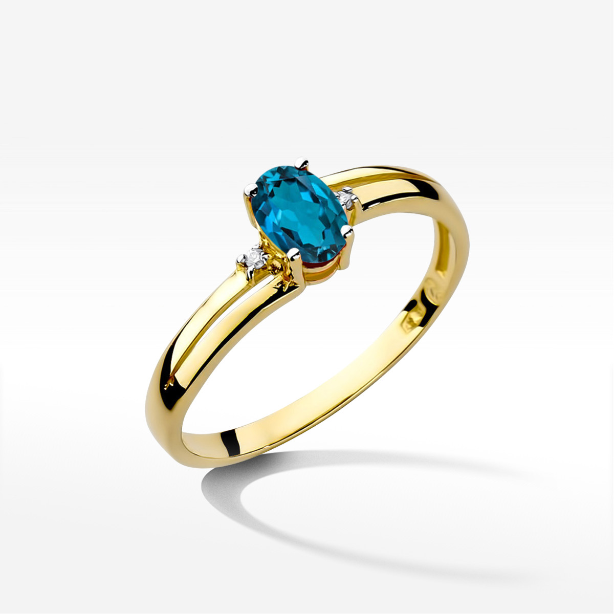 Pierścionek z żółtego złota z topazem London Blue - próba 585 0,5290CT PV-158.Z3.TOL.01