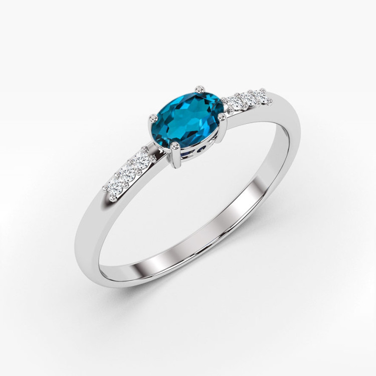 Pierścionek PV-197 Topaz London Blue 0,50ct białe złoto