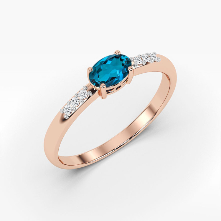 Pierścionek PV-197 Topaz London Blue 0,50ct różowe złoto