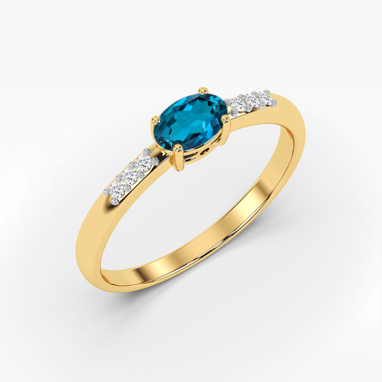 Pierścionek PV-197 Topaz London Blue 0,50ct żółte złoto