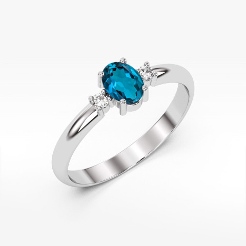 Pierścionek z białego złota z topazem London Blue - próba 585 0,58CT PV-063.B3.TOL.01