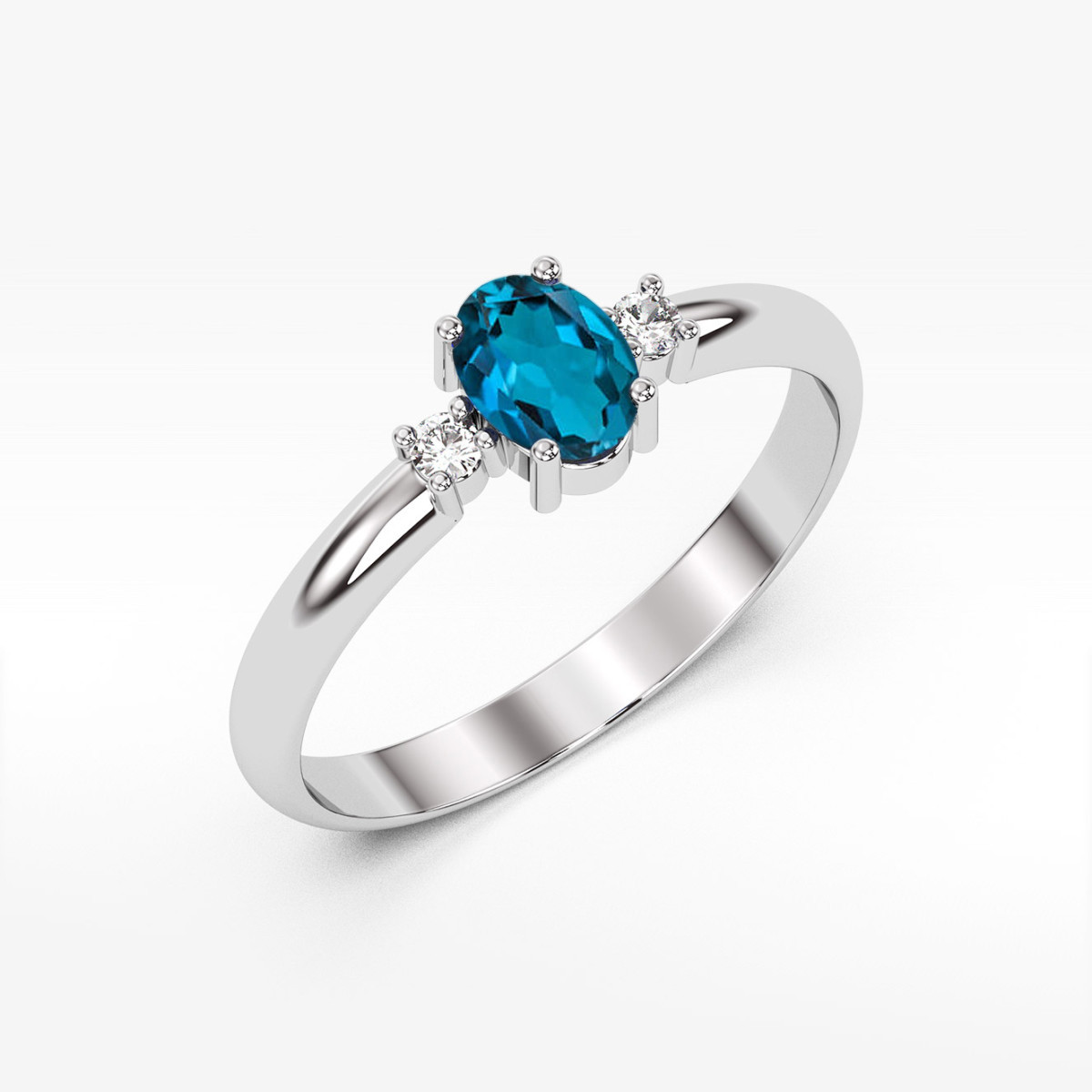 Pierścionek z białego złota z topazem London Blue - próba 585 0,58CT PV-063.B3.TOL.01