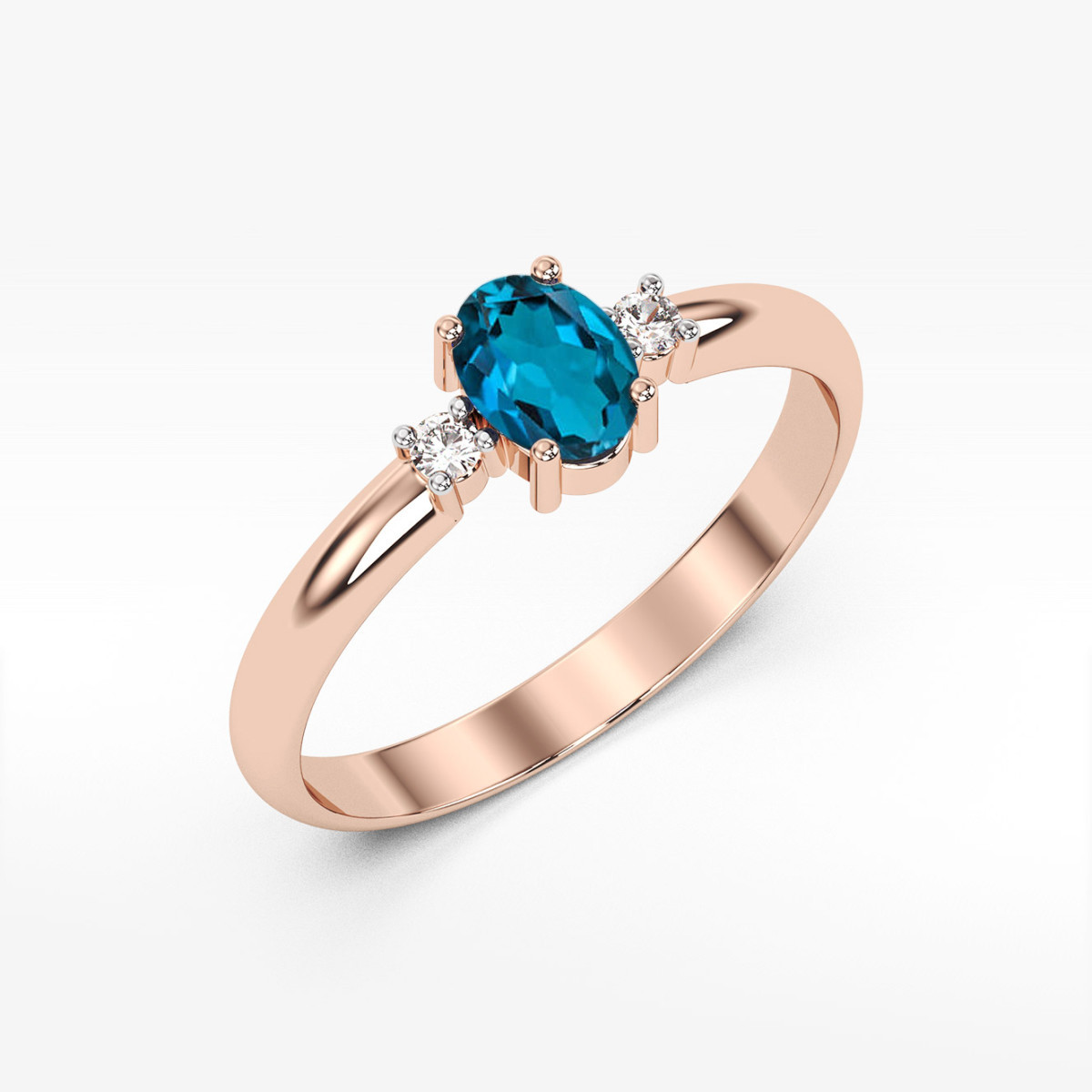 Pierścionek z różowego złota z topazem London Blue - próba 585 0,58CT PV-063.R3.TOL.01