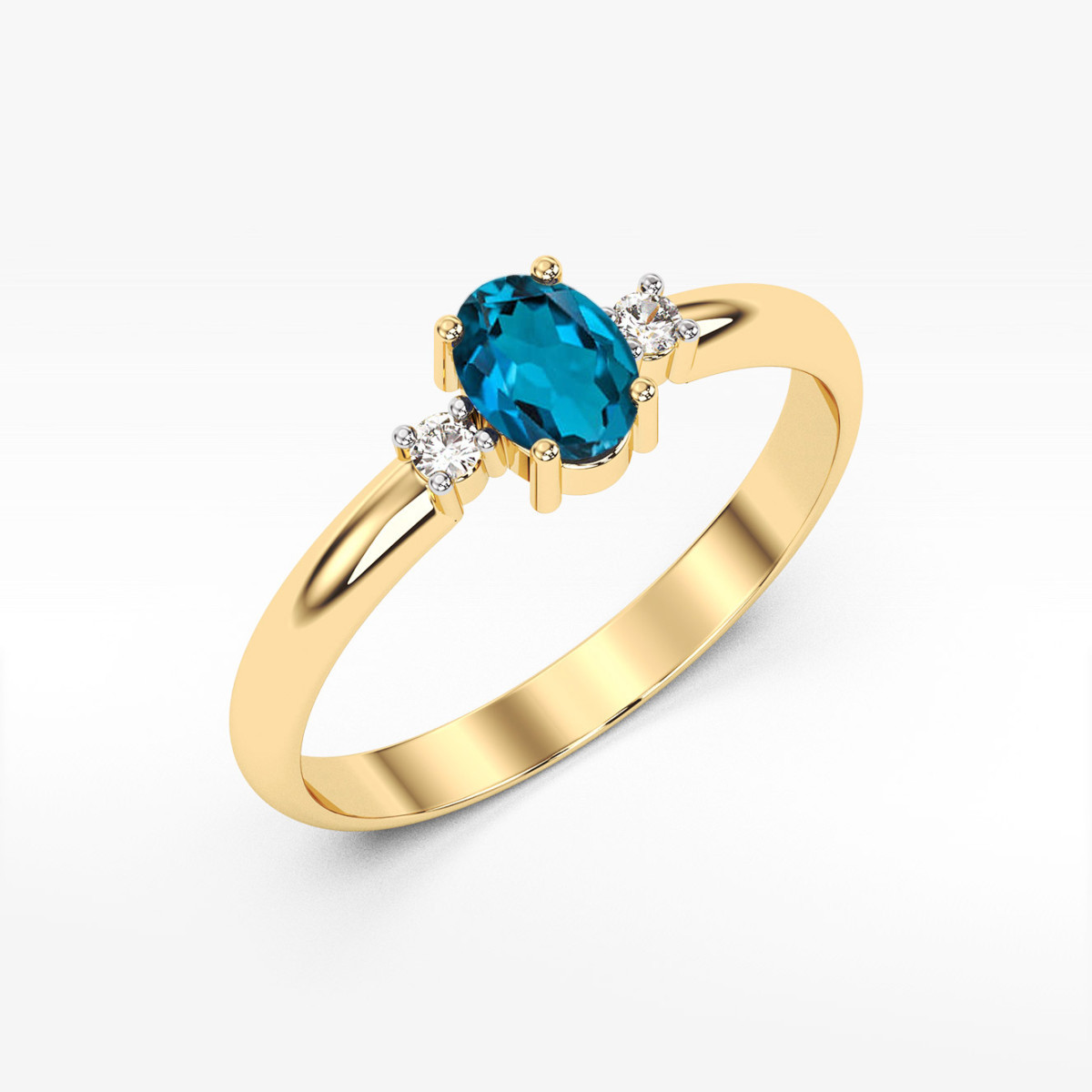 Pierścionek z żółtego złota z topazem London Blue - próba 585 0,58CT PV-063.Z3.TOL.01