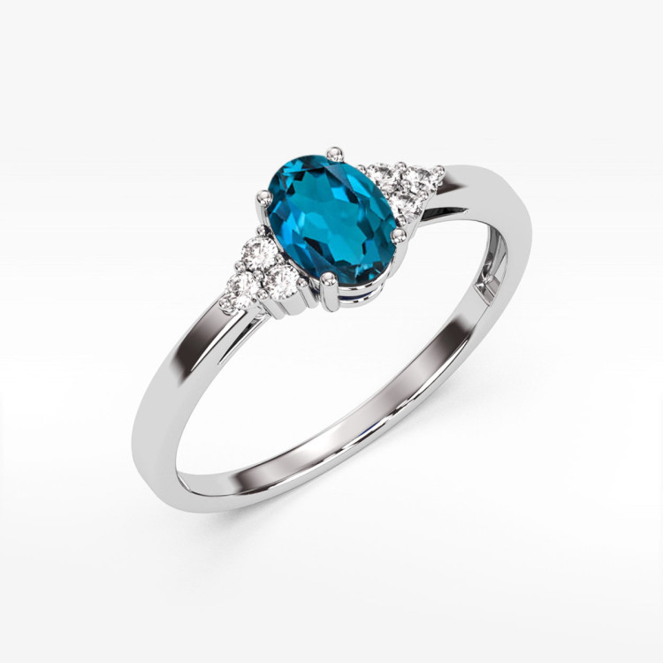 Pierścionek PV-108 Topaz London Blue 0,50ct białe złoto