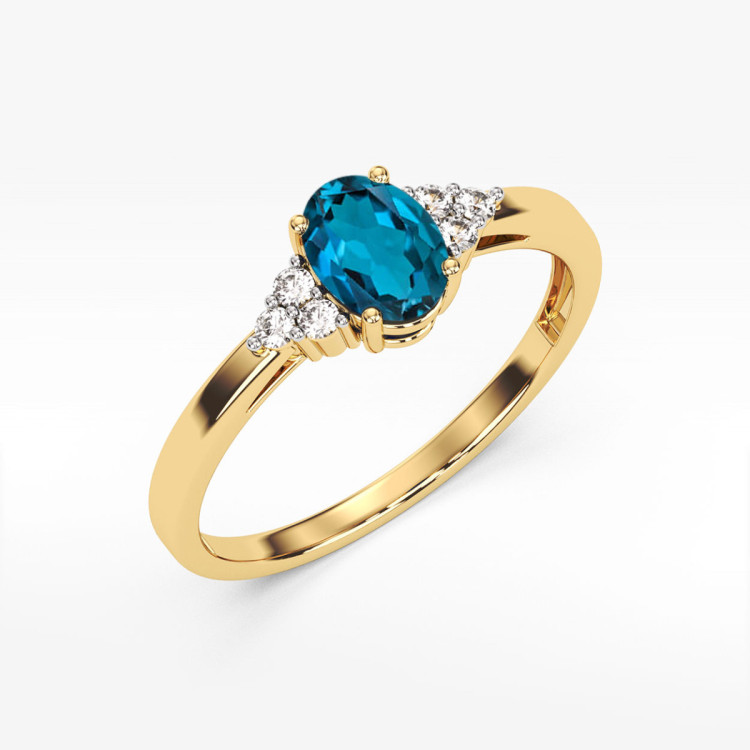 Pierścionek PV-108 Topaz London Blue 0,50ct żółte złoto