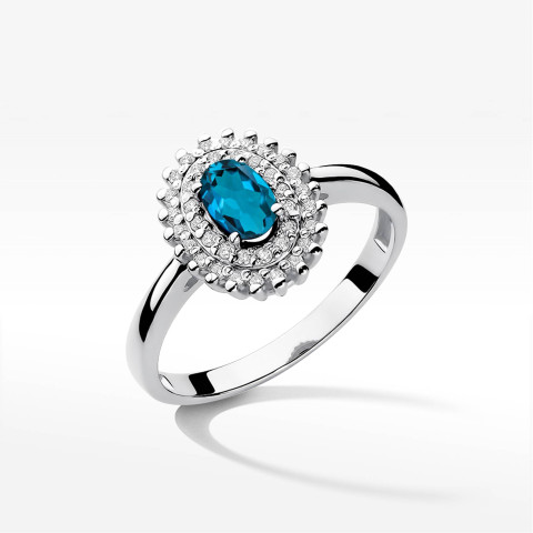 Pierścionek z białego złota z topazem London Blue - próba 585 0,52CT PV-138.B3.TOL.01
