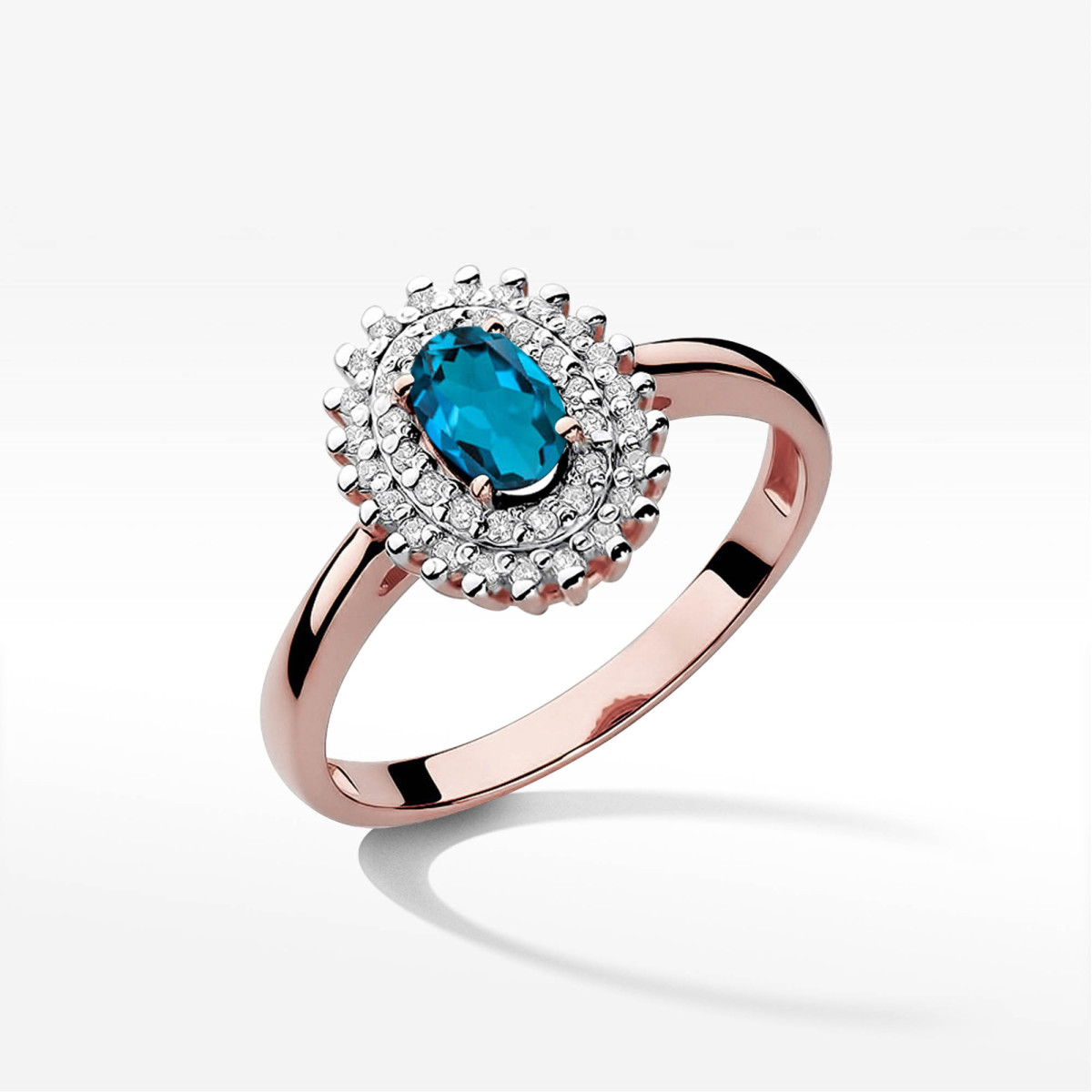 Pierścionek z różowego złota z topazem London Blue - próba 585 0,52CT PV-138.R3.TOL.01