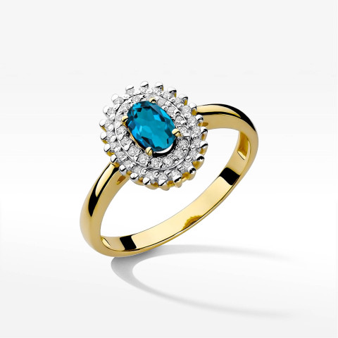Pierścionek z żółtego złota z topazem London Blue - próba 585 0,52CT PV-138.Z3.TOL.01
