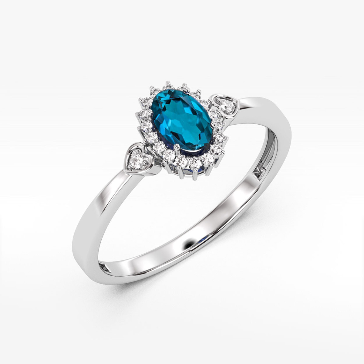 Pierścionek PV-081 Topaz London Blue 0,50ct białe złoto