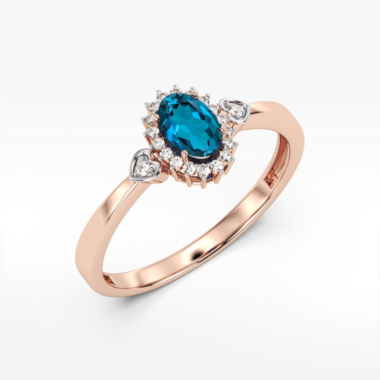 Pierścionek PV-081 Topaz London Blue 0,50ct różowe złoto