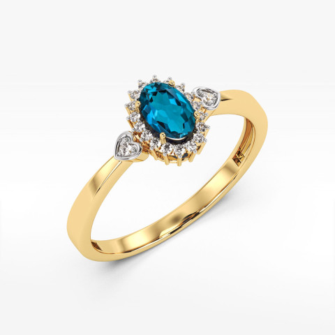 Pierścionek PV-081 Topaz London Blue 0,50ct żółte złoto