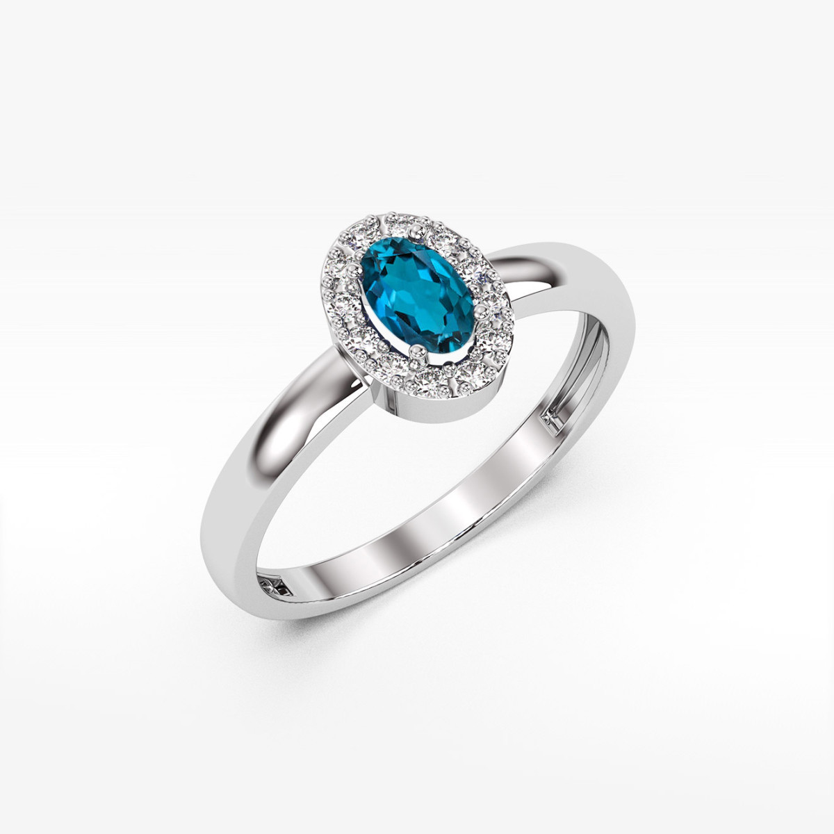 Pierścionek z białego złota z topazem London Blue - próba 585 0,58CT PV-109.B3.TOL.01