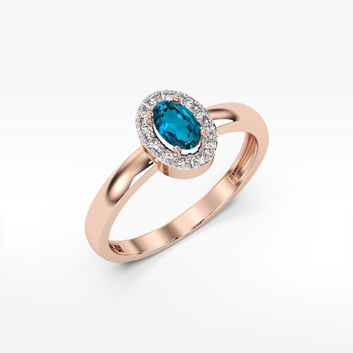 Pierścionek z różowego złota z topazem London Blue - próba 585 0,58CT PV-109.R3.TOL.01