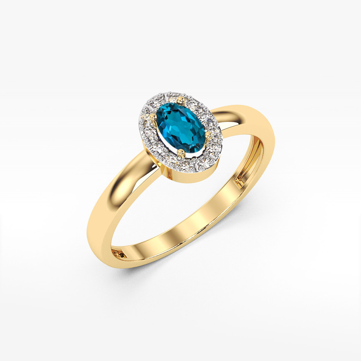 Pierścionek z żółtego złota z topazem London Blue - próba 585 0,58CT PV-109.Z3.TOL.01