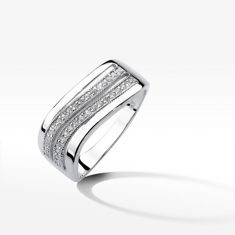 Pierścionek z białego złota z diamentami  - próba 585 0,18CT W-416B