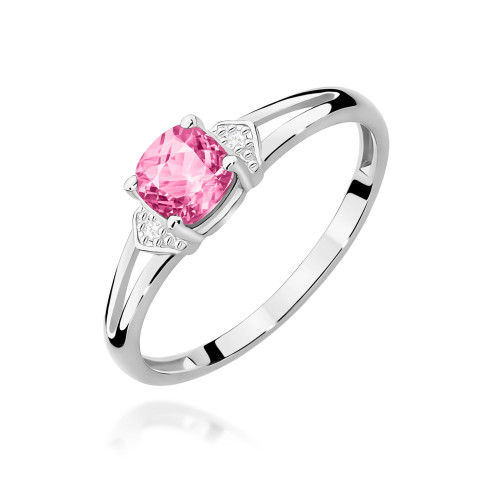 Pierścionek PV-040 Różowy Topaz 0,65ct białe złoto