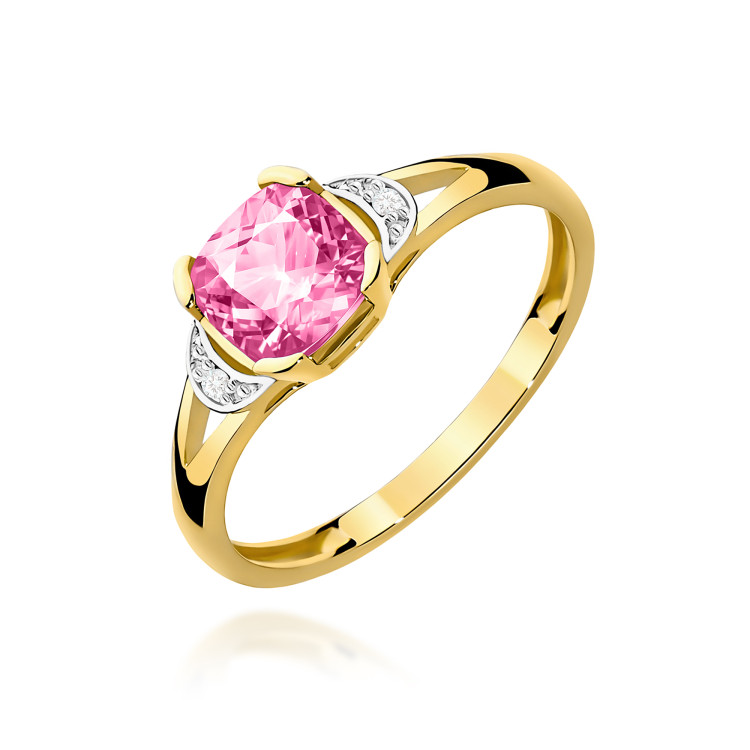 Pierścionek PV-041 Różowy Topaz 1,10ct żółte złoto