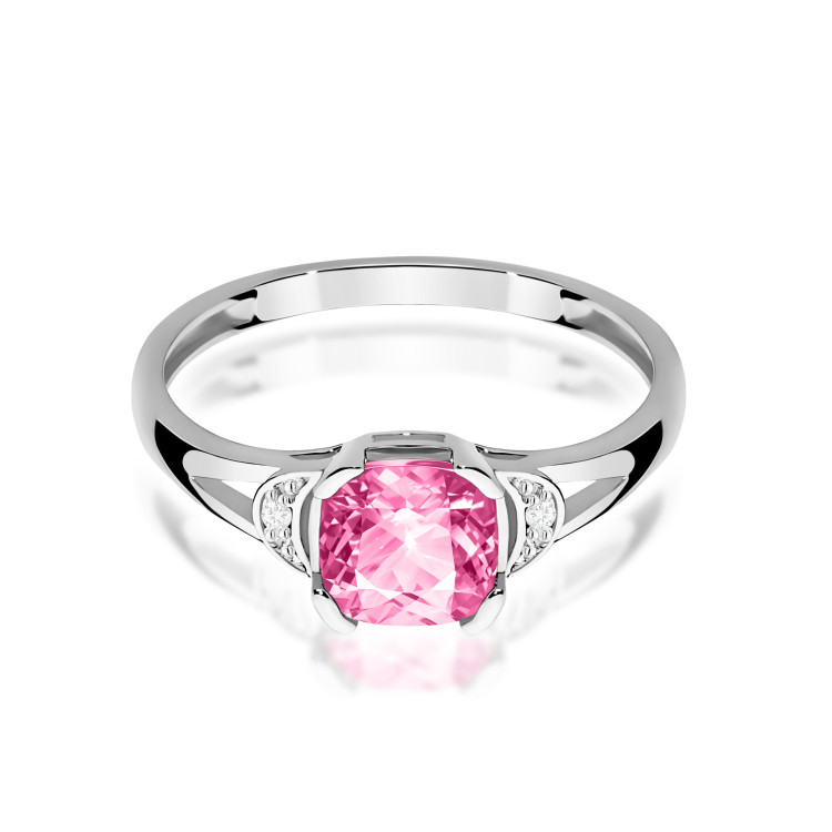 Pierścionek PV-041 Różowy Topaz 1,10ct białe złoto