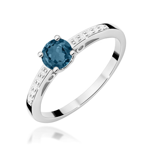 Pierścionek pv-057 Topaz London Blue 0,50ct białe złoto