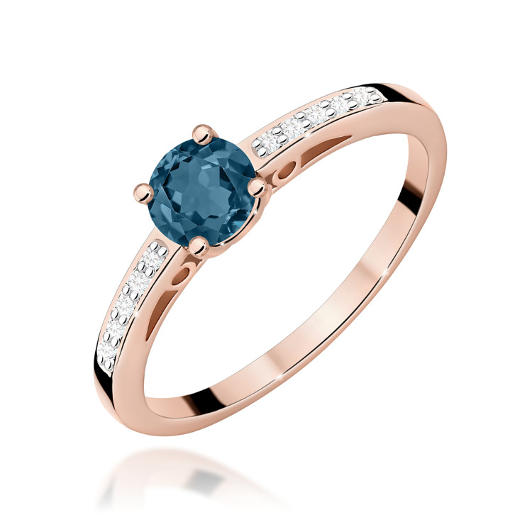 Pierścionek pv-057 Topaz London Blue 0,50ct różowe złoto