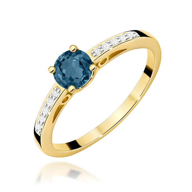 Pierścionek pv-057 Topaz London Blue 0,50ct żółte złoto