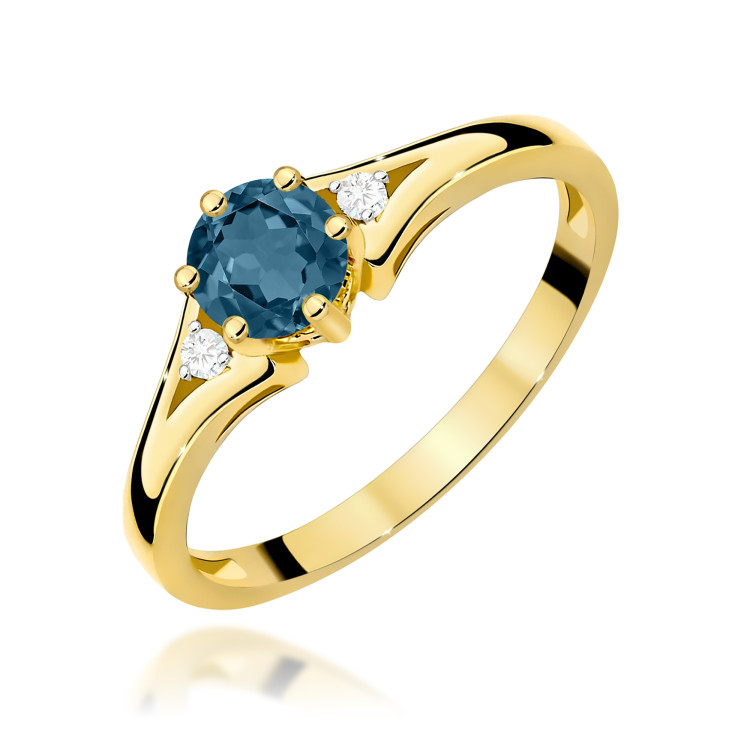 Pierścionek PV-068 Topaz London Blue 0,50ct żółte złoto